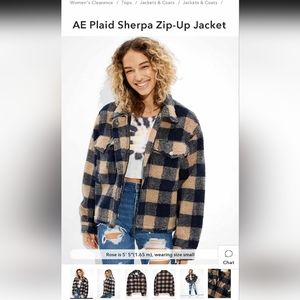 American Eagle Plaid Zip Up Jacket